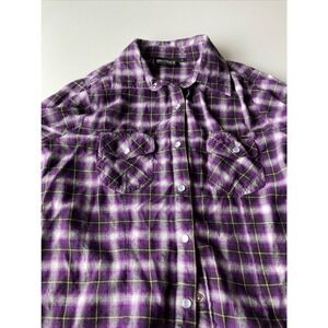 Outback trading company women’s top game shirt purple plaid size medium